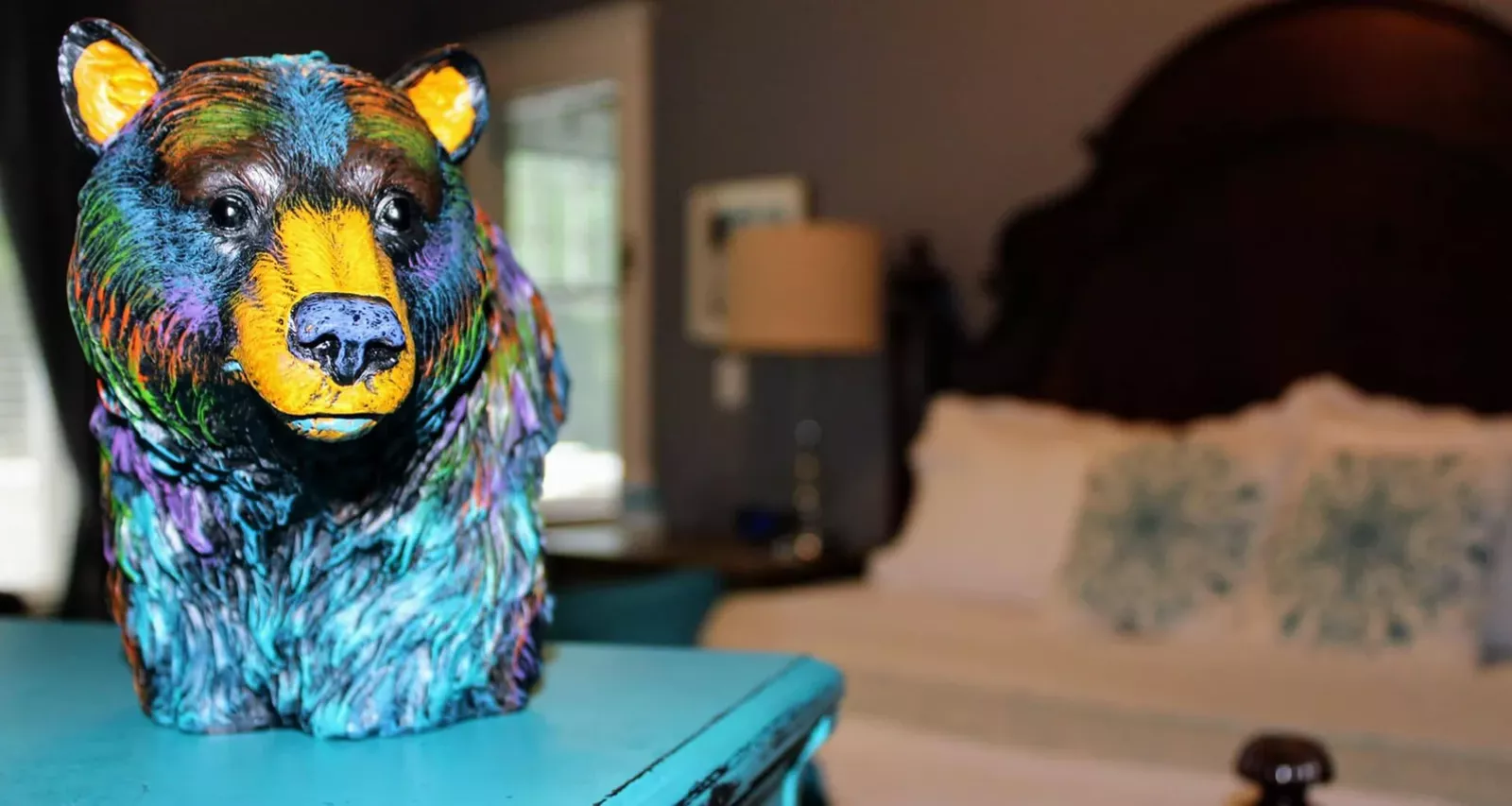 Teal Bear Statue